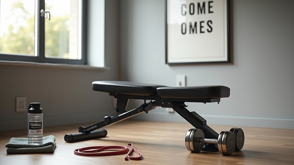 Cage de musculation professionnelle dans un home gym avec barres et disques olympiques