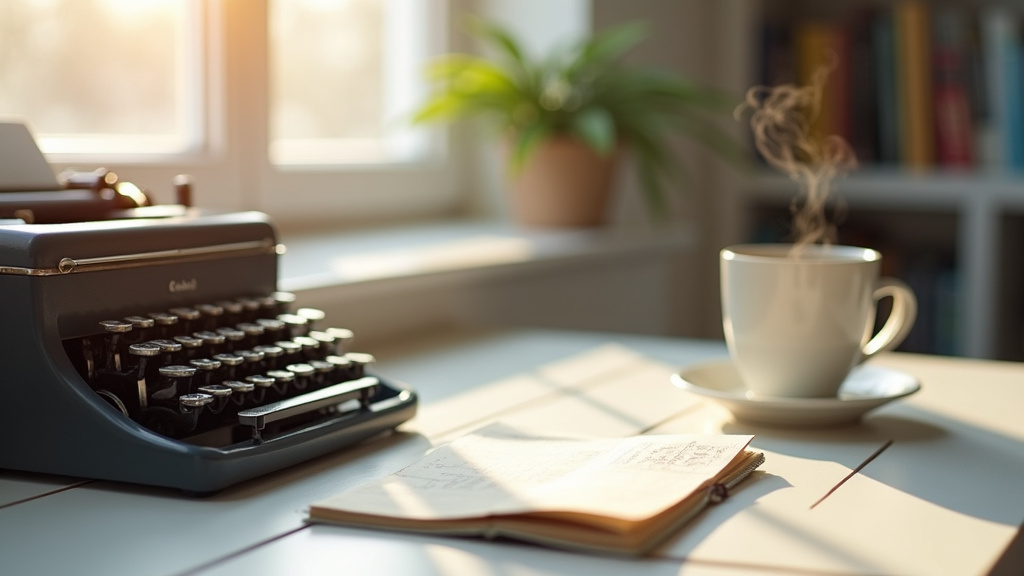 Personne travaillant sur un ordinateur portable dans un espace de coworking lumineux, entourée de plantes et de notes