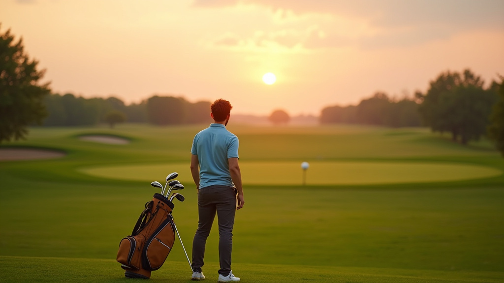 Joueur de golf frappant une balle sur un parcours verdoyant en 2026