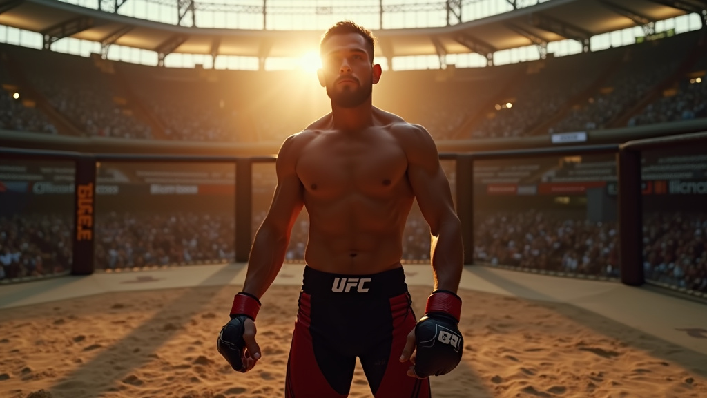 Combat de MMA dans un octogone professionnel lors d'un gala en France