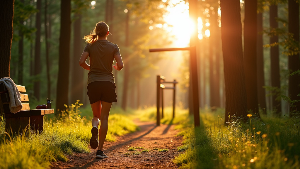 Parcours sportif en plein air avec divers équipements pour l'entraînement