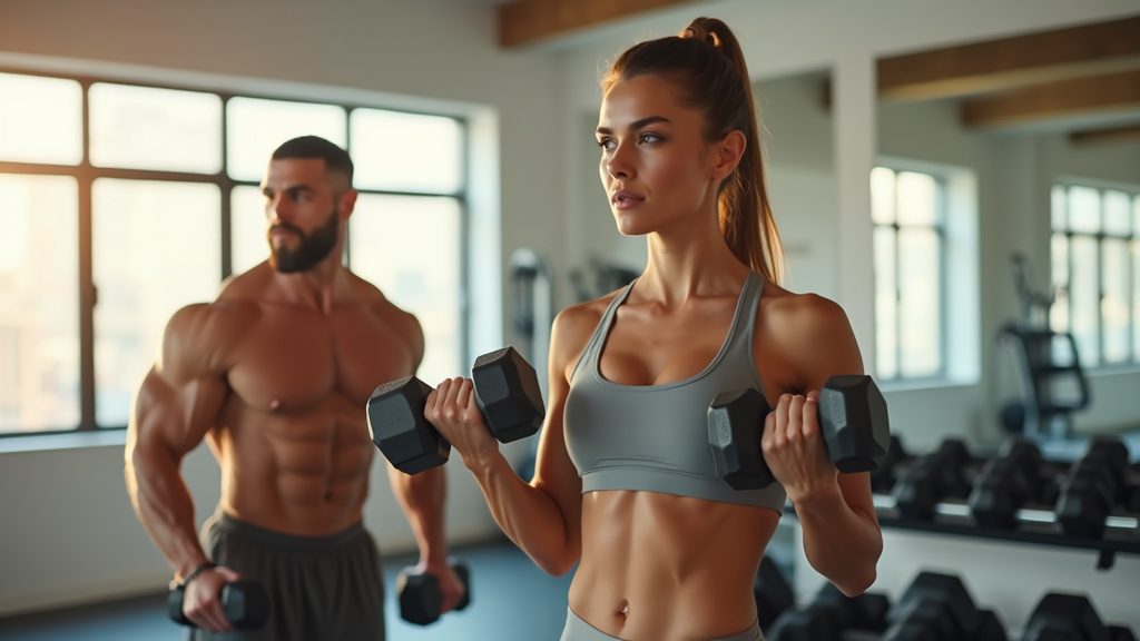 Athlète en train de soulever des haltères dans une salle de sport moderne en 2026