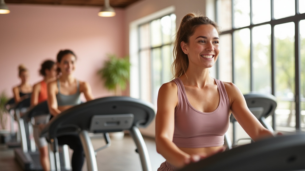 Intérieur moderne d'une salle de sport réservée aux femmes avec des équipements de musculation
